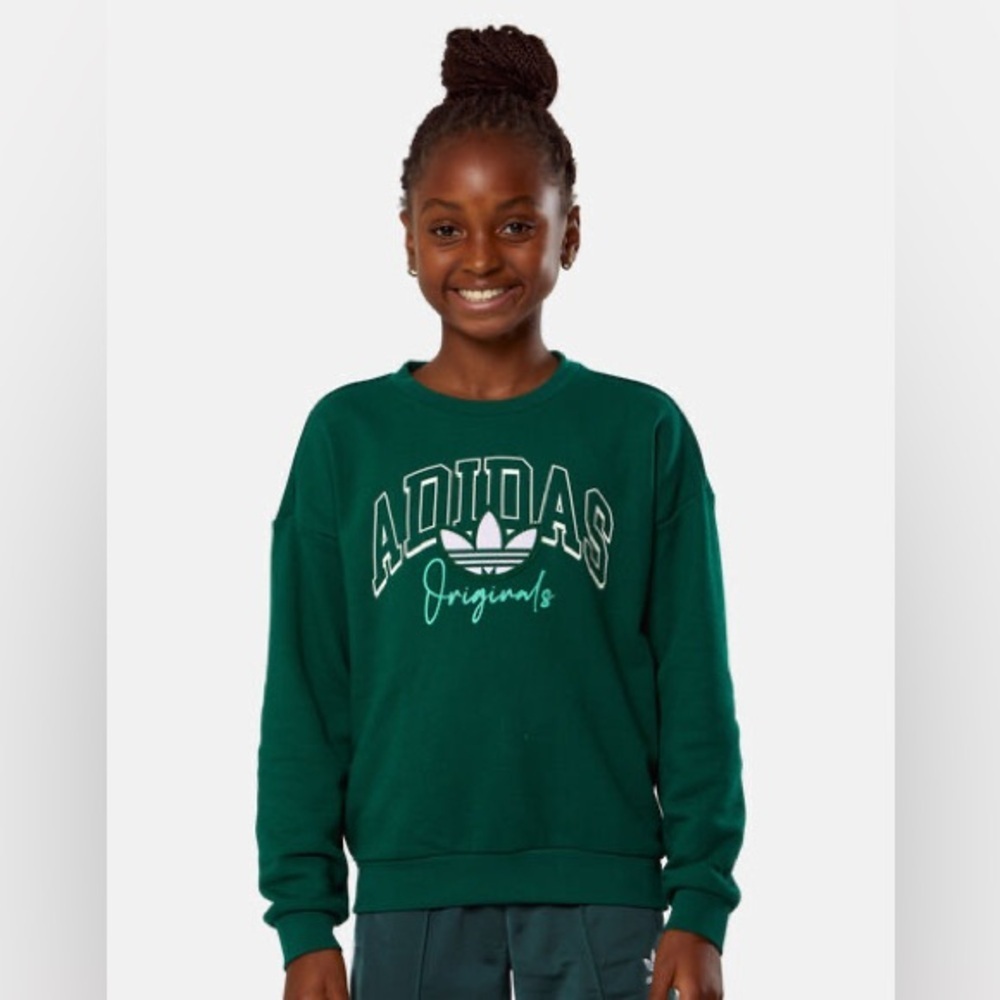 Adidas Originals Big Kids Collegiate Graphic Crewneck Sweatshirt Sz XL Green NWT